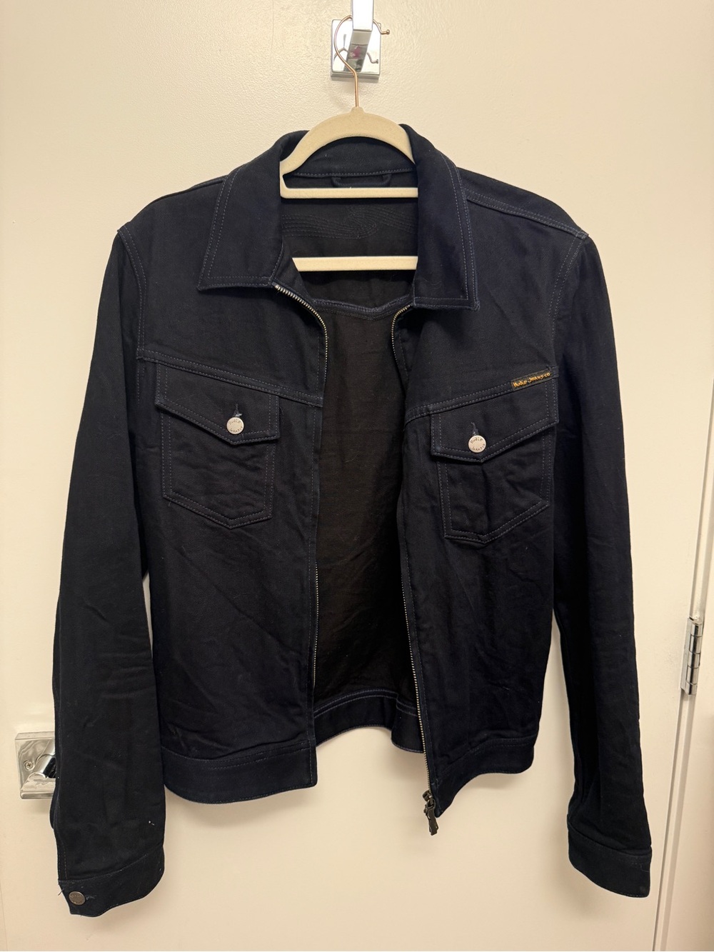 Nudie Men's Navy Zip-Front Jean Jacket